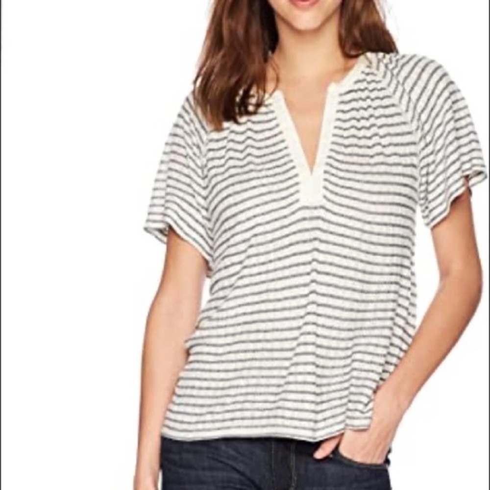 NWT Lucky Brand Stripe Drop‎ Needle Cutout Knit Top